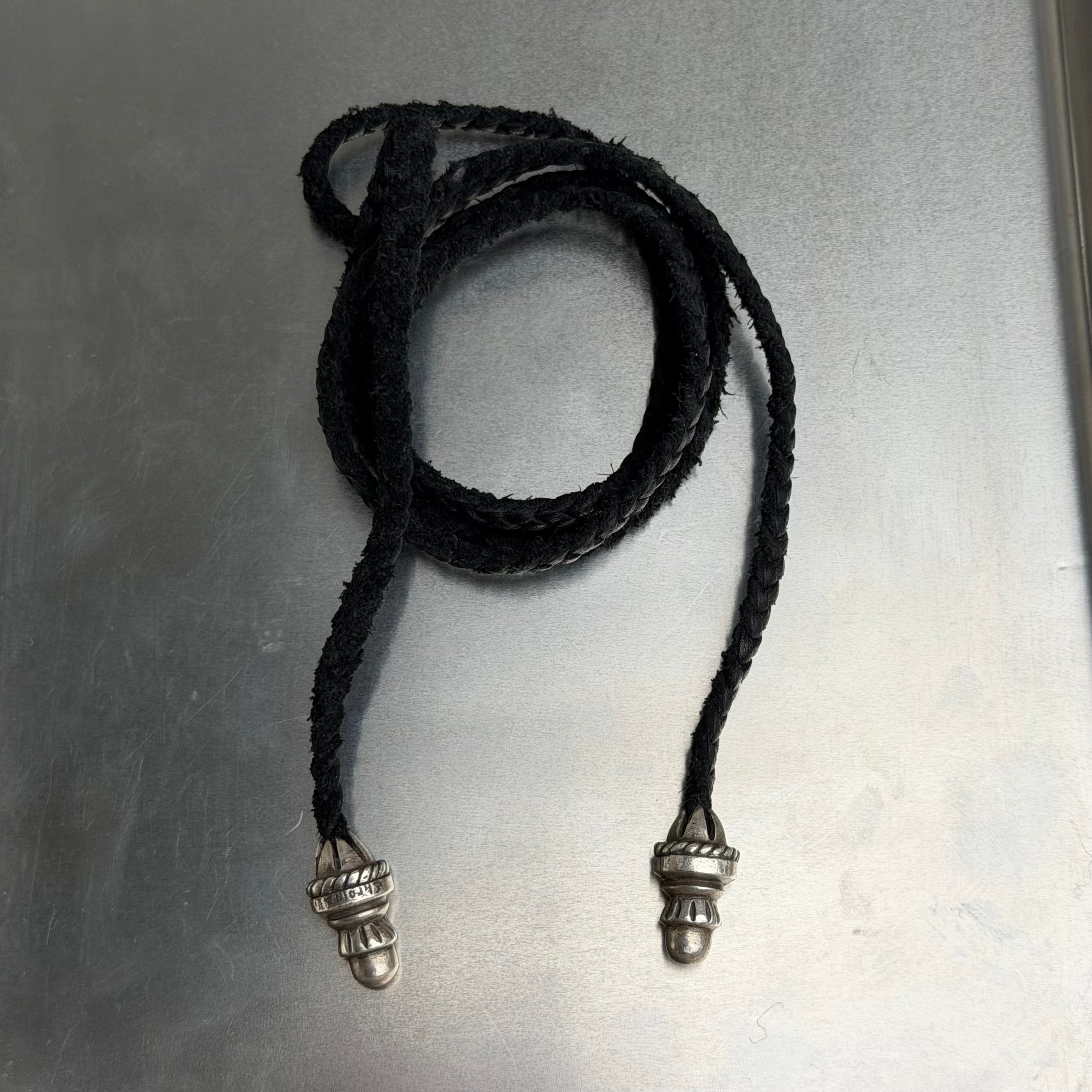Chrome Hearts Leather Braid w Silver Necklace