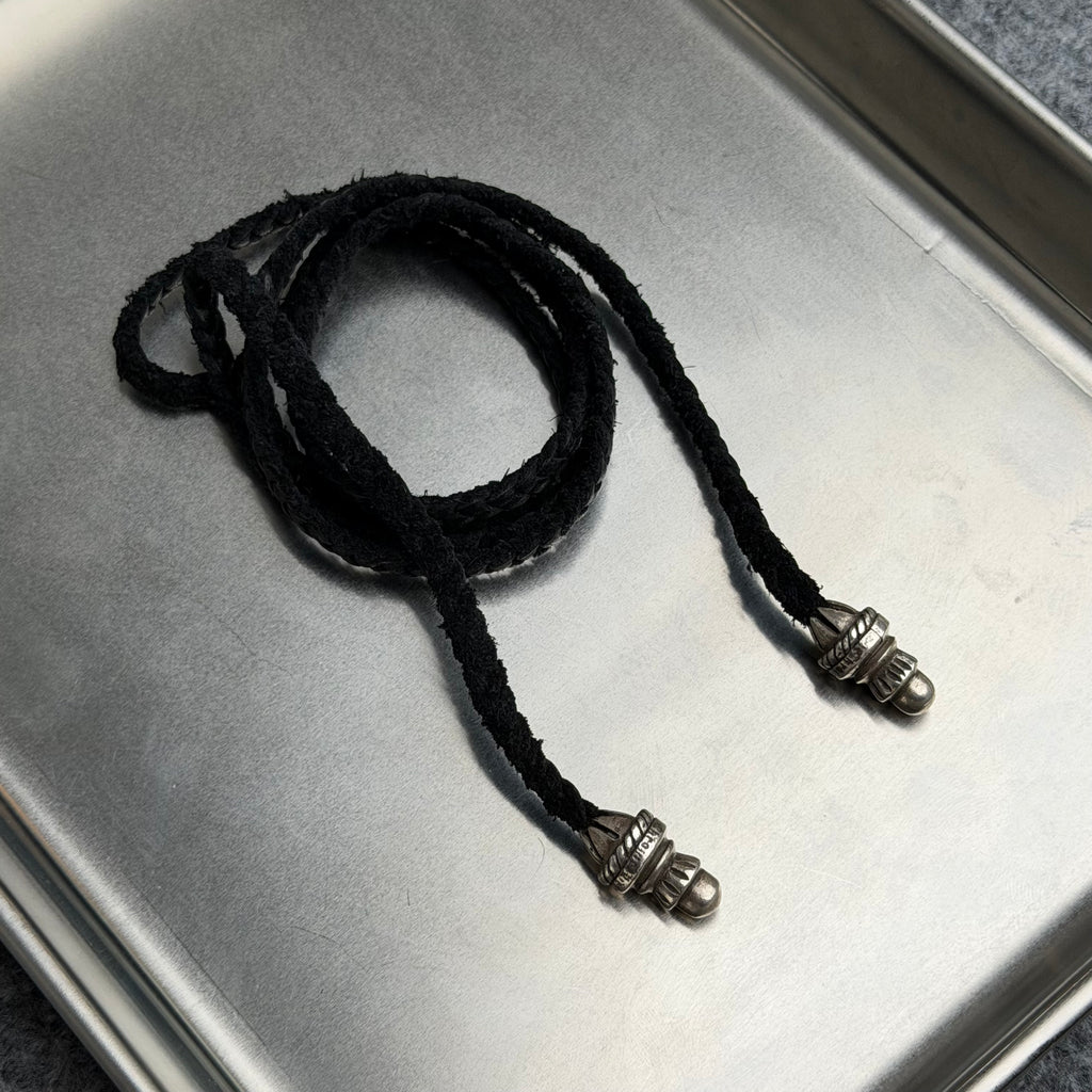 Chrome Hearts Leather Braid w Silver Necklace