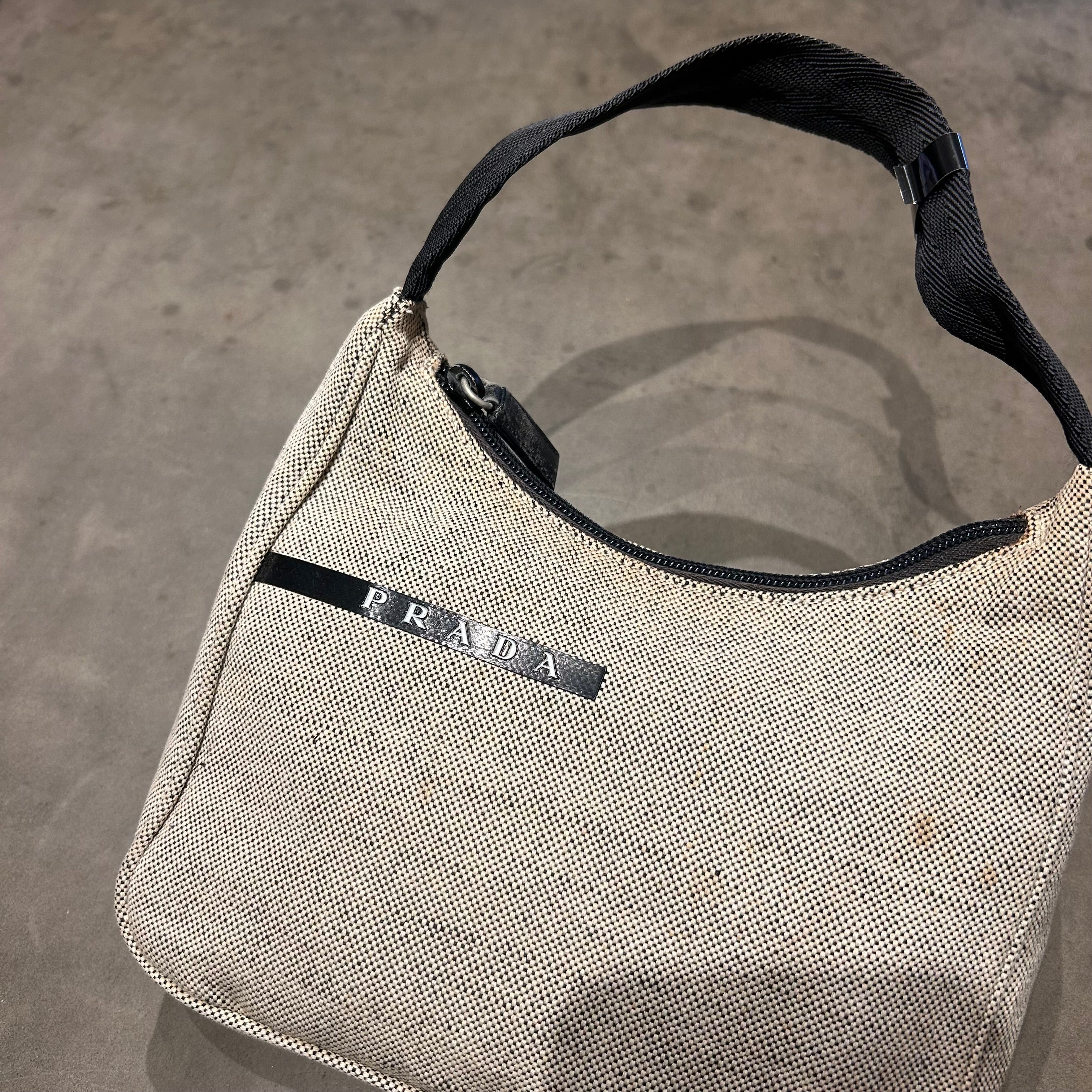 Prada Canvas Baguette Shoulder Bag
