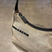 Prada Canvas Baguette Shoulder Bag