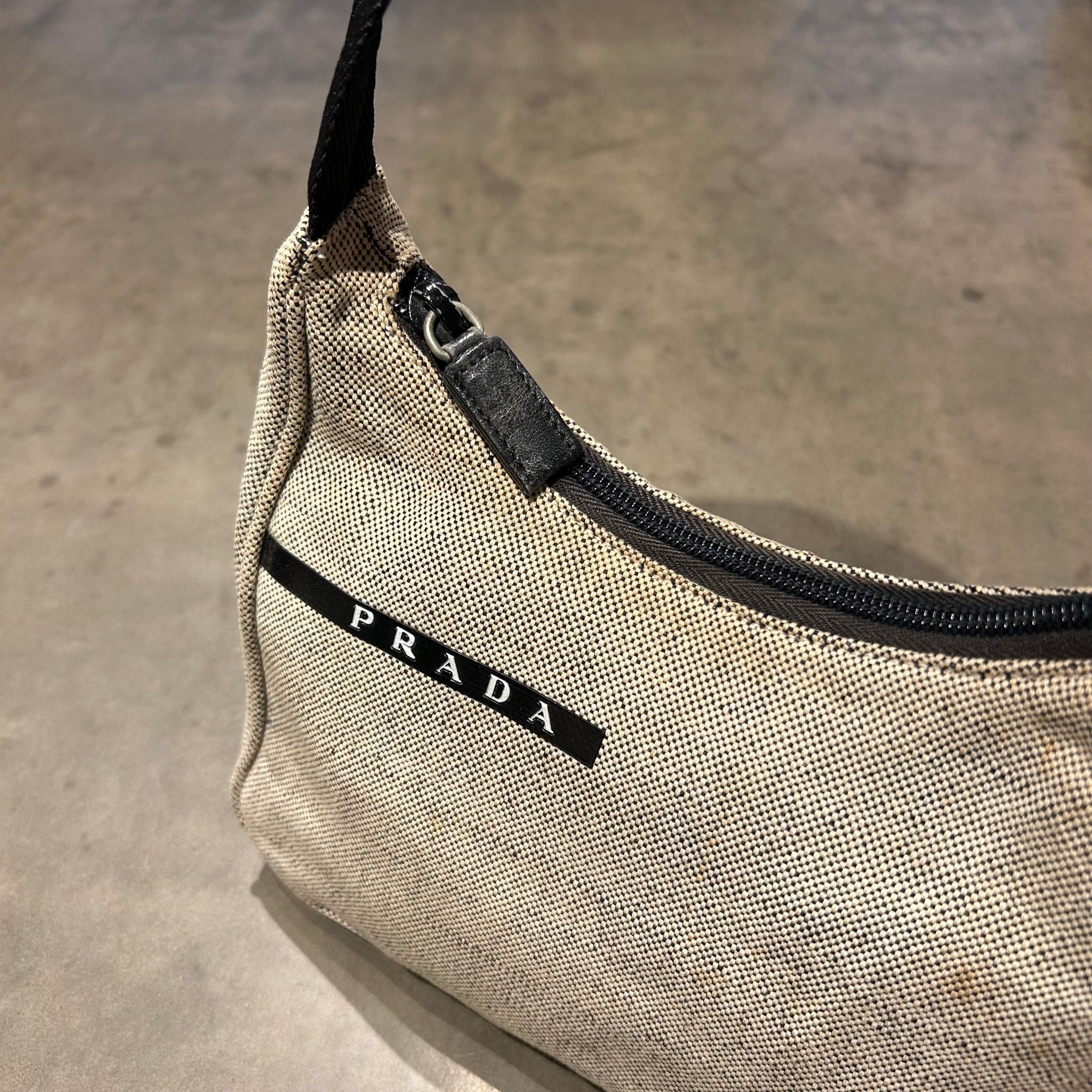 Prada Canvas Baguette Shoulder Bag