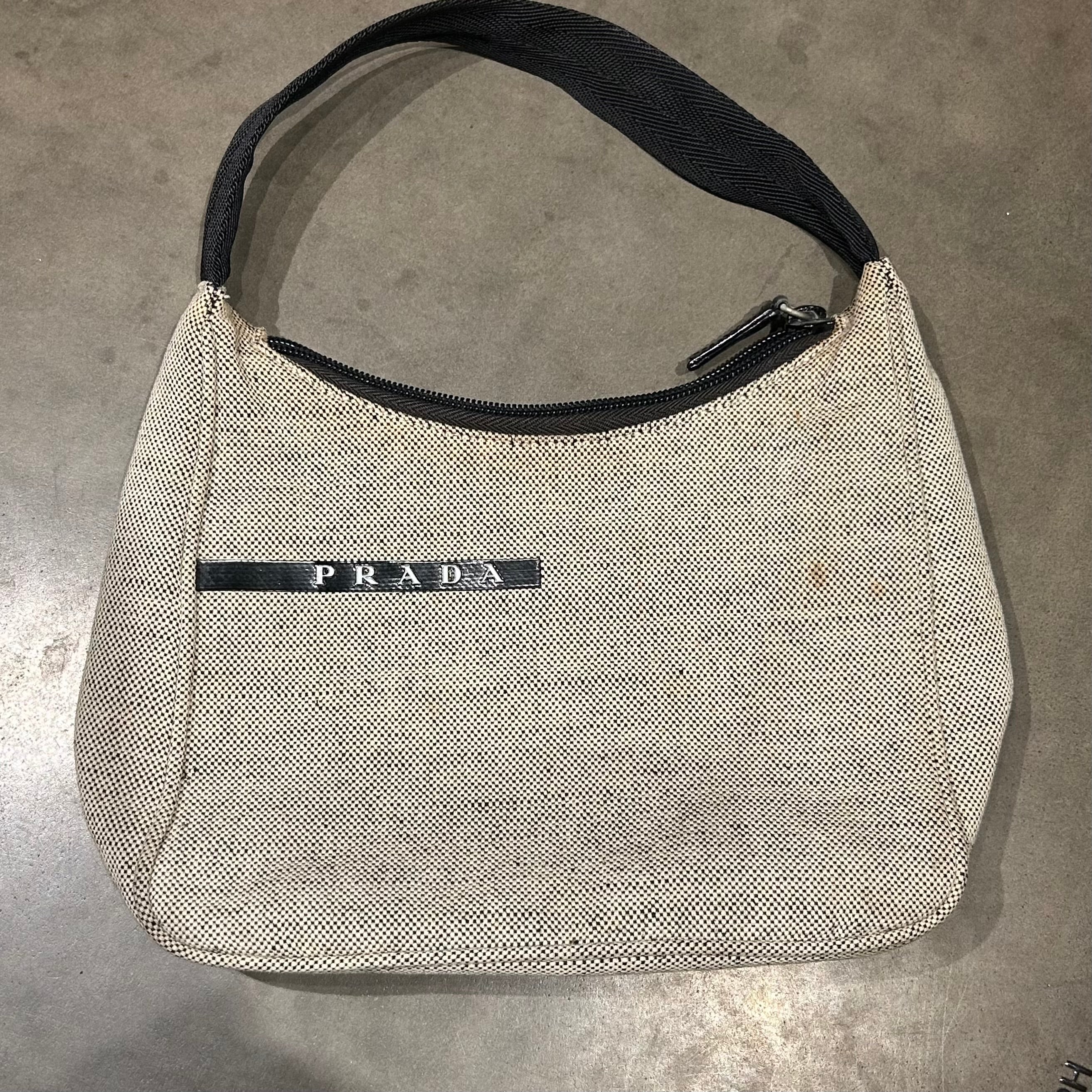 Prada Canvas Baguette Shoulder Bag