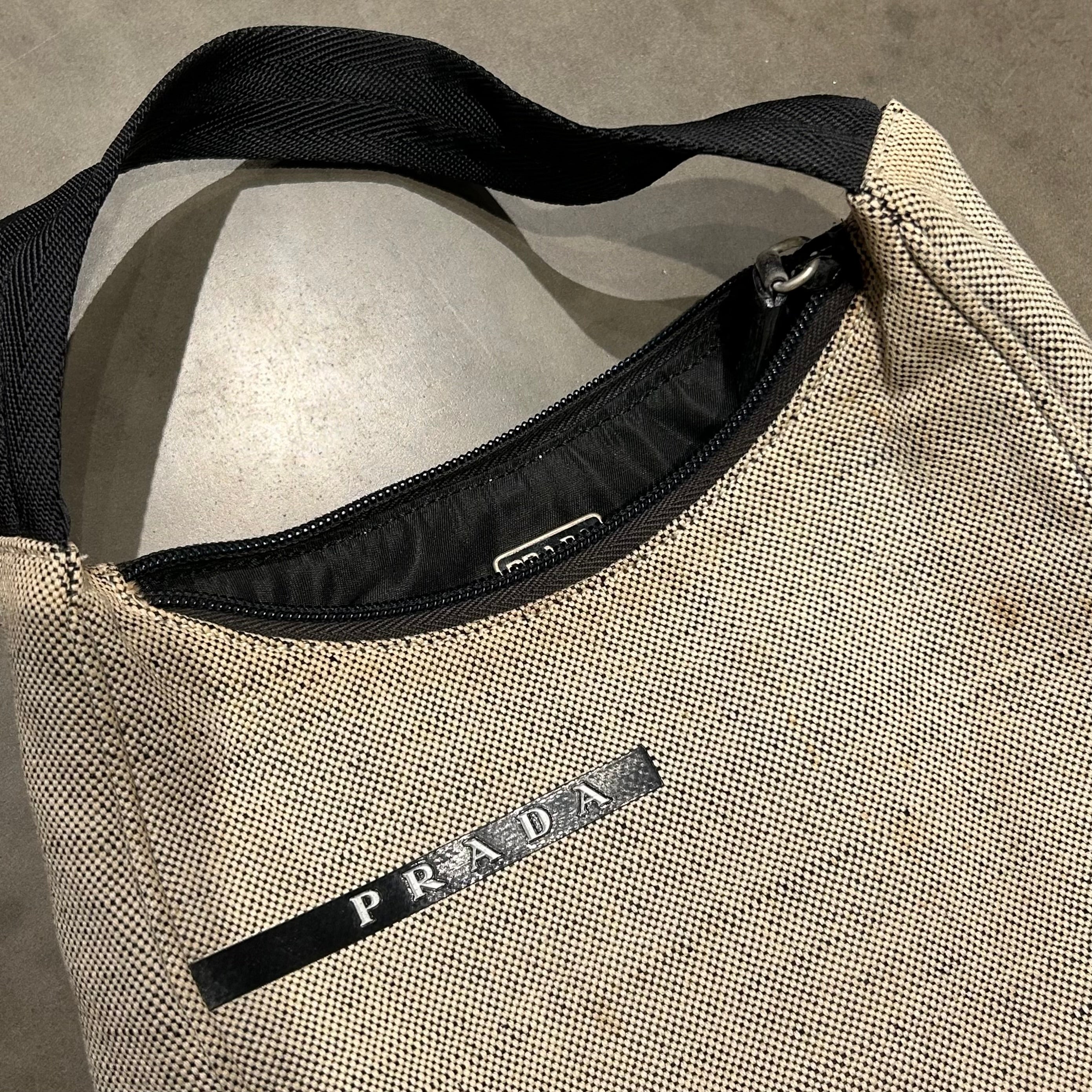 Prada Canvas Baguette Shoulder Bag