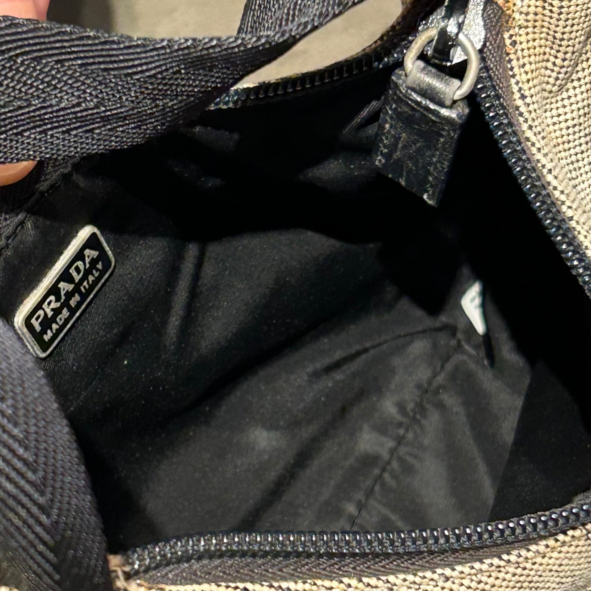 Prada Canvas Baguette Shoulder Bag